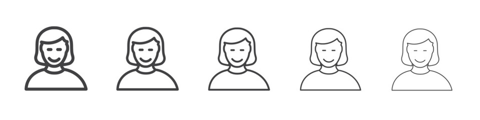 Happy girl face icon Line graphics illustration symbol
