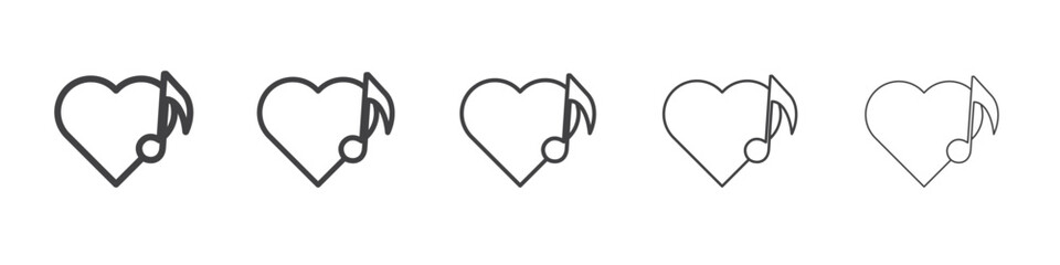 Heard heart note icon Line graphics illustration symbol