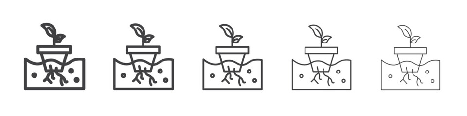 Hydroponics farming pot icon Line graphics illustration symbol