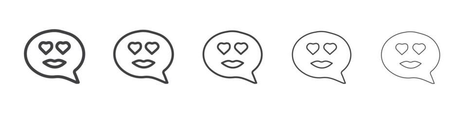 Lady Love Smiley Message icon Line graphics illustration symbol