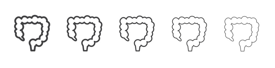 Large intestine icon Line graphics illustration symbol
