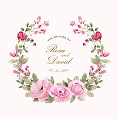 beautiful pink floral watercolor wreath