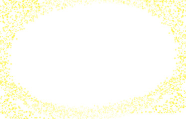 yellow glitter dust particle frame. Sparkling pink powder border on a transparent background. Shiny bokeh dust effect. Elegant decorative element for festive and luxury celebrations