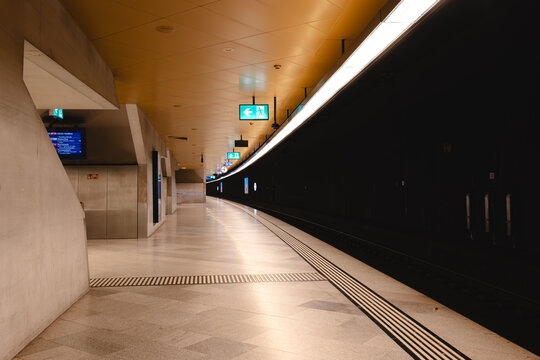 30-06-2025 Zurich, Switzerland. Empty underground main station train platform.