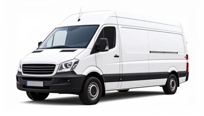 White Cargo Van on White Background