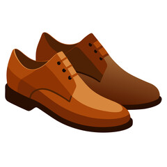 Pair of brown leather men shoes vector icon on white background.