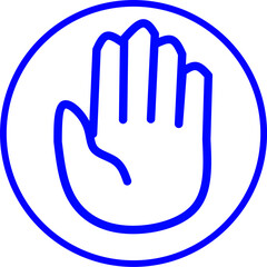 Obraz premium A blue open hand icon in a circle