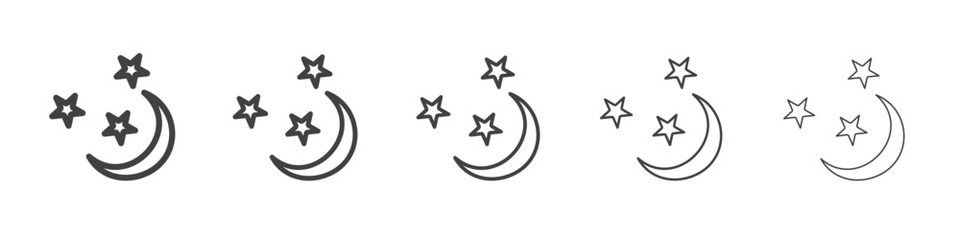 Moon and stars icon Line graphics illustration symbol