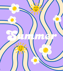 Retro abstract illustration on a purple background.