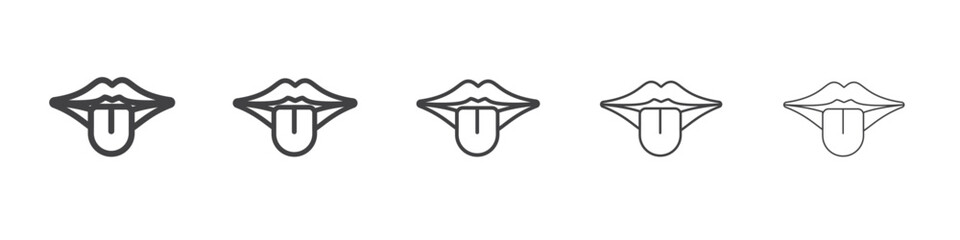 Mouth sticking tongue out icon Line graphics illustration symbol