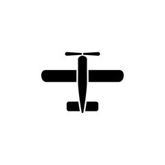 Retro Airplane, Vintage Plane, Biplane Solid Flat Vector Icon Isolated on White Background.