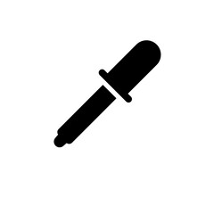 Mediacal Pipette, Lab Dropper Picker Solid Flat Vector Icon Isolated on White Background.
