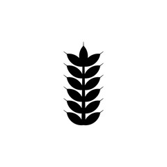 Grain Ear Seed, Spike Wheat, Rye Spica Solid Flat Vector Icon Isolated on White Background.