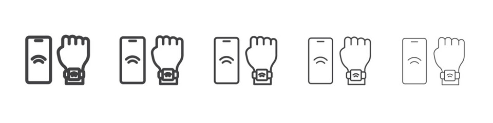 NFC bracelet connected icon Line graphics illustration symbol