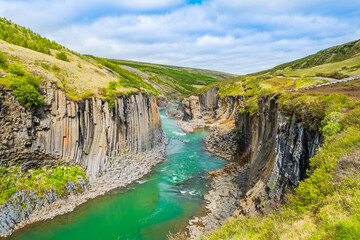 Studlagil canyon on Iceland, amazing nature landscape
