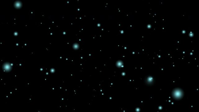 Blue Light Particles Flying Toward the Viewer on Black Background