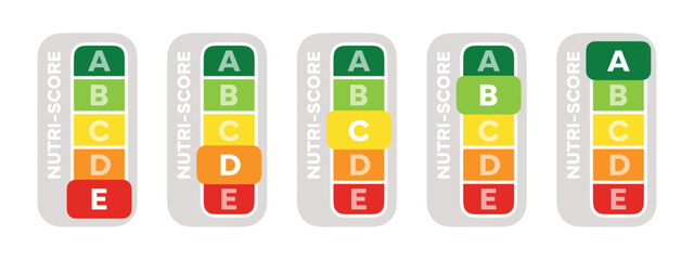 Nutrition-Score. Healthy food level badges set