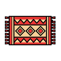 Red and beige geometric rug illustration