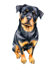 Obraz premium rottwailer dog watercolor illustration on white