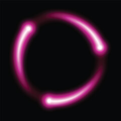 Glowing Magenta Circle Animation: Abstract Neon Ring with Bright Energy Points on a Black Background