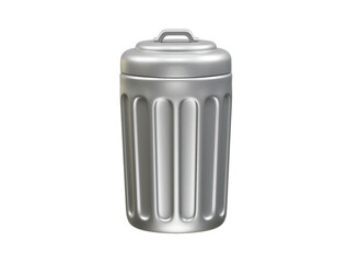 metal trash can with a lid and handle icon 3d. Trash bin recycle bin icon 3d illustration