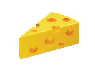 A Delicious Slice of Yellow Cheese with Holes icon 3d rendering illustration