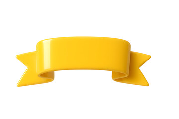 A glossy yellow ribbon banner unfurls with a playful curve perfect for adding a message.