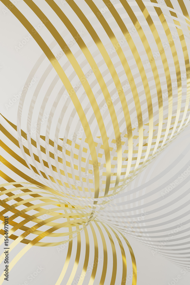 Poster mesmerizing abstract background with golden swirls, smooth curves flowing against a white background