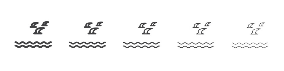 Obraz premium Sea with seagull icon Line graphics illustration symbol