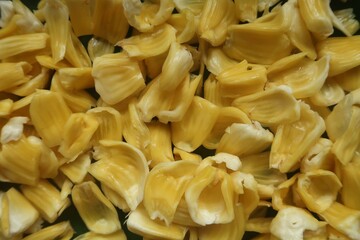 the edible bulbs of the jackfruit which are the sweet, orange-yellow parts without seed