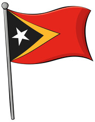 Flag of Timor-Leste on flagpole
