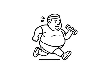 Hand drawn illustrations plus size individuals engaged in sport or fitness activities