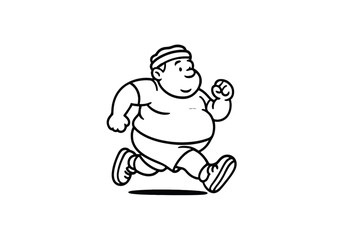 Hand drawn illustrations plus size individuals engaged in sport or fitness activities