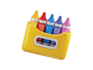 Drawing crayon box icon 3d render concept of back to school and crayons box for Drawing education icon vector illustration