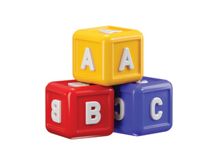 Abc alphabet colorful cube icon 3d render concept of alphabet colorful cubes for kids kindergarten letter learning icon vector illustration
