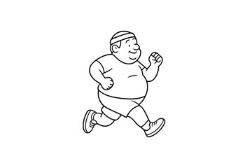 Hand drawn illustrations plus size individuals engaged in sport or fitness activities