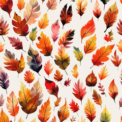 Obraz premium Seamlless autumn leaves seamless pattern evokes a feeling of fall season with warm hues of red, orange, yellow, and purple.