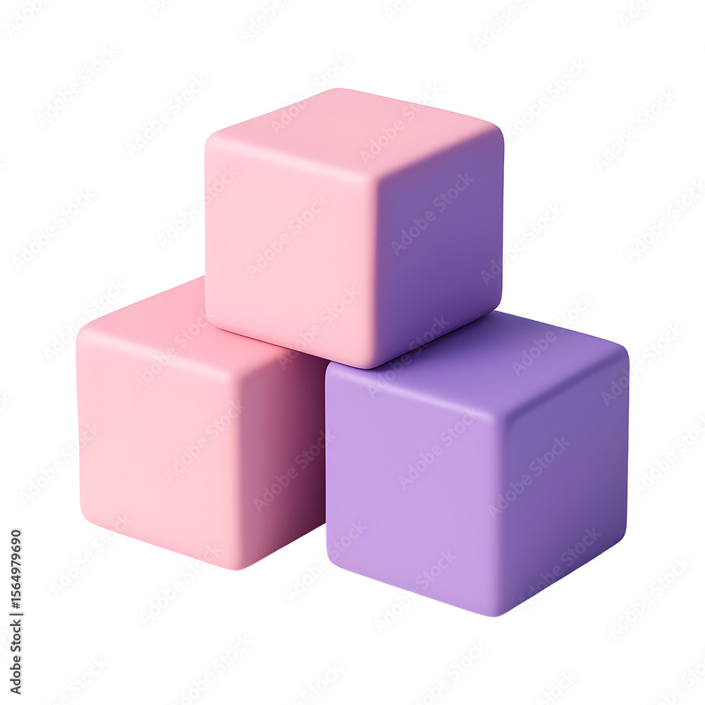 Poster pastel colored cubes stacked playfully create a modern geometric design element for your project.