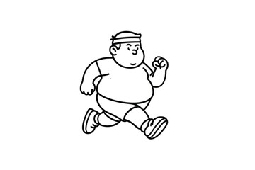 Hand drawn illustrations plus size individuals engaged in sport or fitness activities