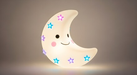 Cute moon-shaped night light with stars