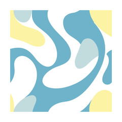Abstract Fluid Shapes in Blue Yellow and White for Backgrounds