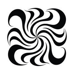 Abstract Black and White Swirl Pattern with Curved Lines and Shapes