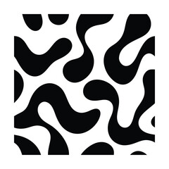 Abstract Black and White Swirl Pattern with Curved Lines and Shapes