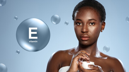 Skincare routine with vitamin E as a highlight in a serene setting for a glowing complexion