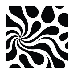 Abstract Black and White Swirl Pattern with Curved Lines and Shapes