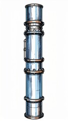 Naklejka premium Long Blue Metal Pipe Industrial Machinery Illustration