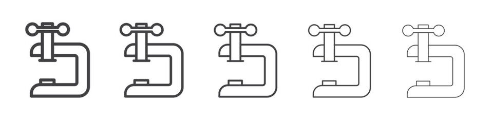 Vice clamp icon Line graphics illustration symbol