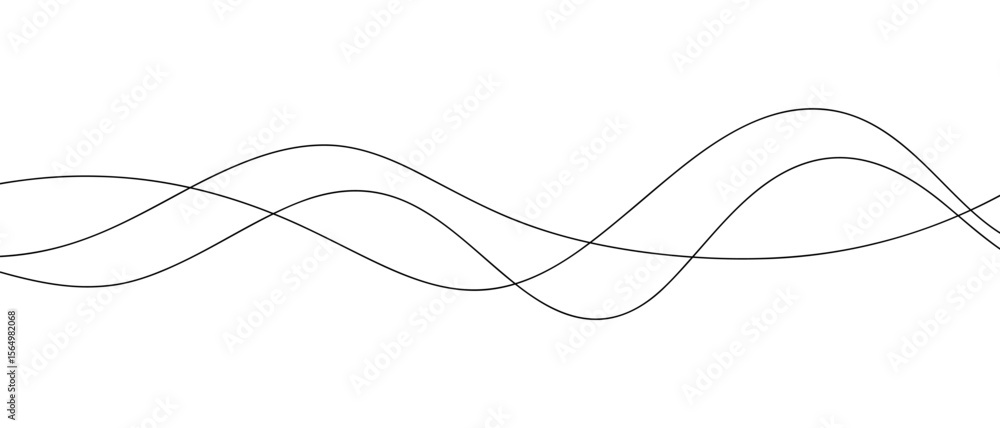 Poster abstract endless continuous wavy lines with a curve on a white background, vector, sound wave. moder