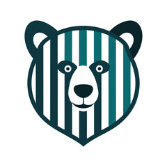 retro vintage vertical striped bear head vector icon