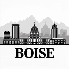 Boise Skyline Silhouette &mdash; United States Mountain Capital City Vector Illustration